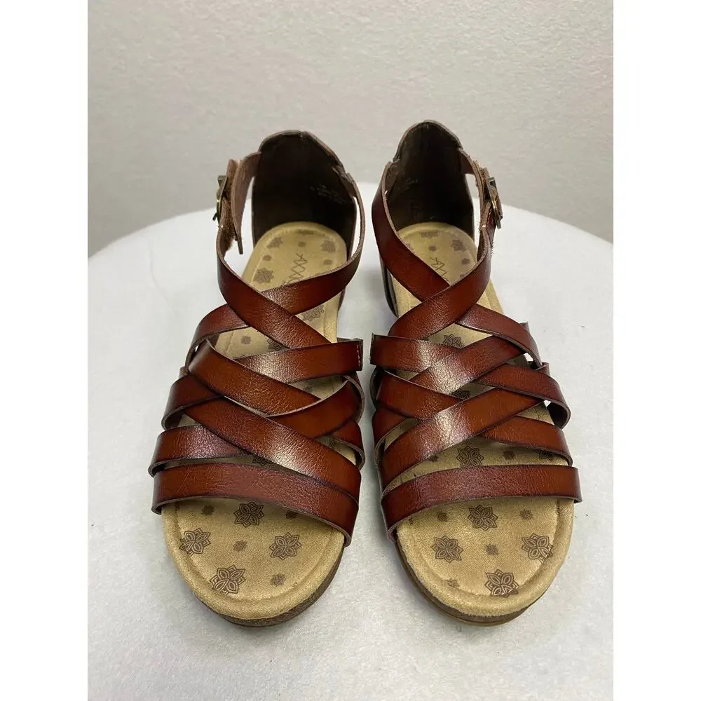 Axxiom Naomi Brown Strappy Wedge‎ Sandals Size 7